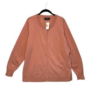 Lane Bryant Button Front Long Sleeve Sweater NWT Women's Sz 18/20 Salmon Classic